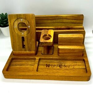 Wutcrft Wood Charging Station for Multiple Devices like Phone Watch Tablet etc